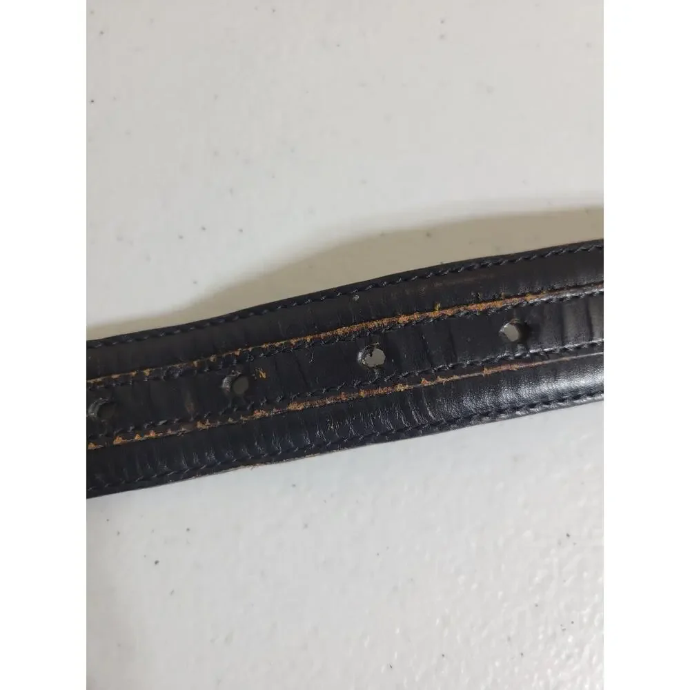 Belt Men's Black Genuine Leather‎ Work Casual Dress Solid Brass Buckle Size 40